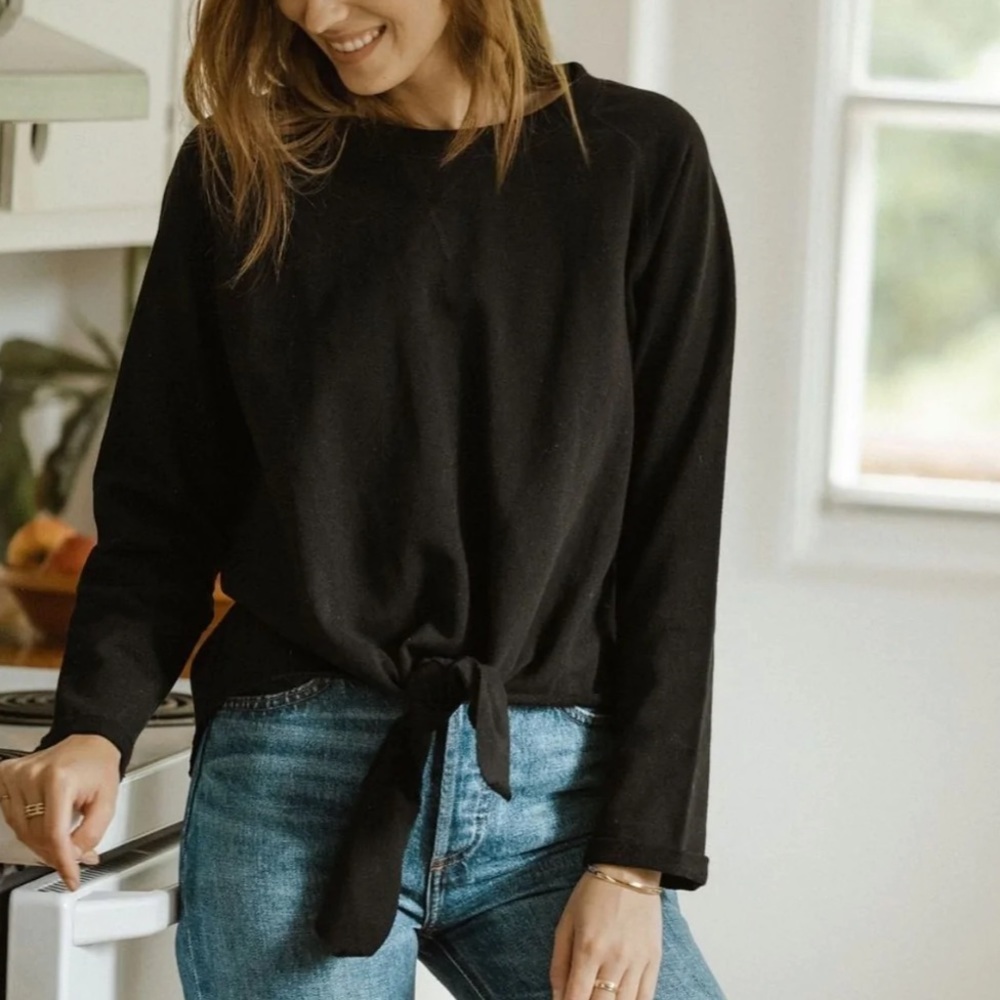 Jackson Rowe Black Tie-Front Women's Sweater
